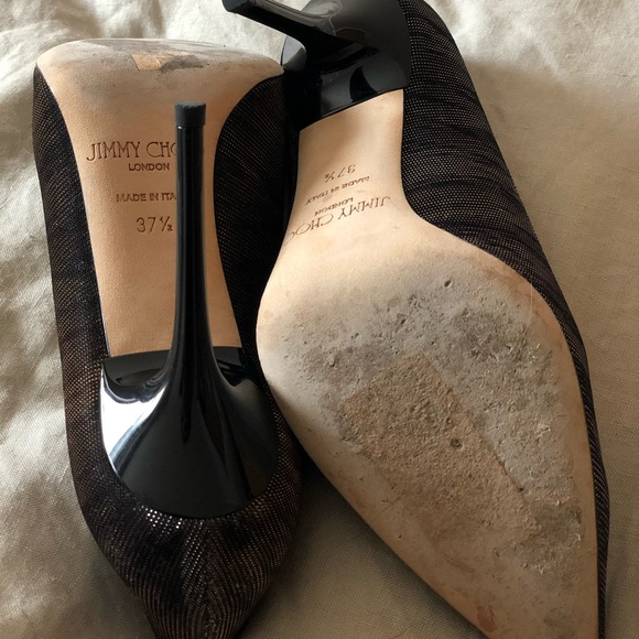 Jimmy Choo Abel Zebra-Print Lamé Pump, Black/Amber - Picture 9 of 10